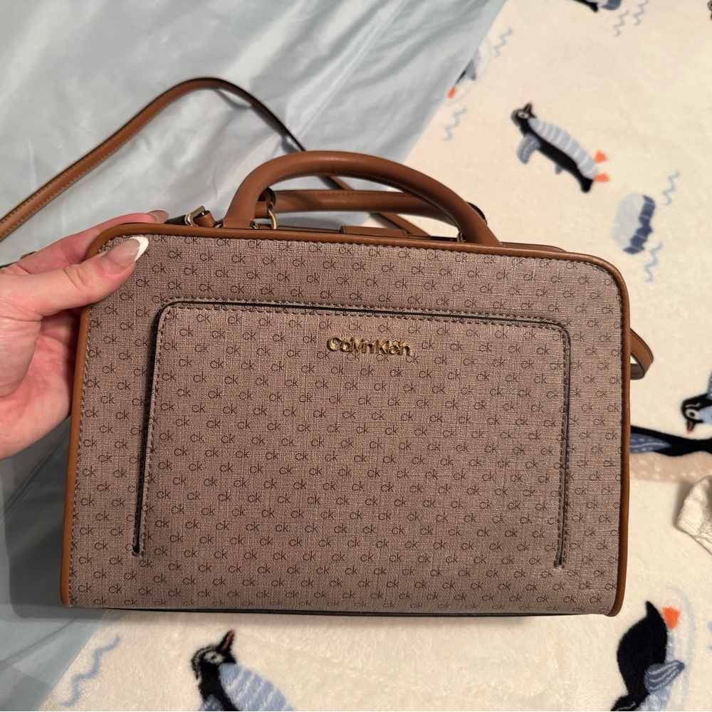 Calvin Klein Tan Monogram Crossbody Bag